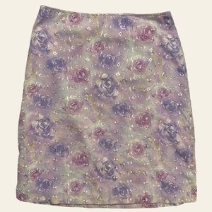 Y2K Exact Change Lavender Floral Skirt